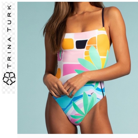 SALE⬇️‼️ NWT Trina Turk Mosaic Sunrise High leg - Picture 3 of 14